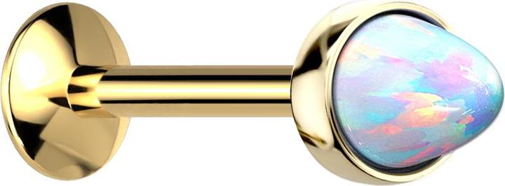 Actual product image Star Piercing Micro Labret internal thread gold-plated opal cone white (without brass, Surgical steel 316L)