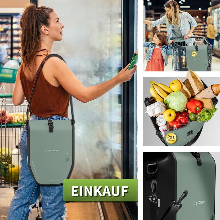 Actual product image Eloneo Waterproof panniers with LED (20 l, Luggage carrier bag)