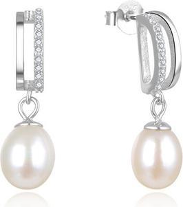 Beneto Elegant silver earrings with real pearls AGUP2687P (L)