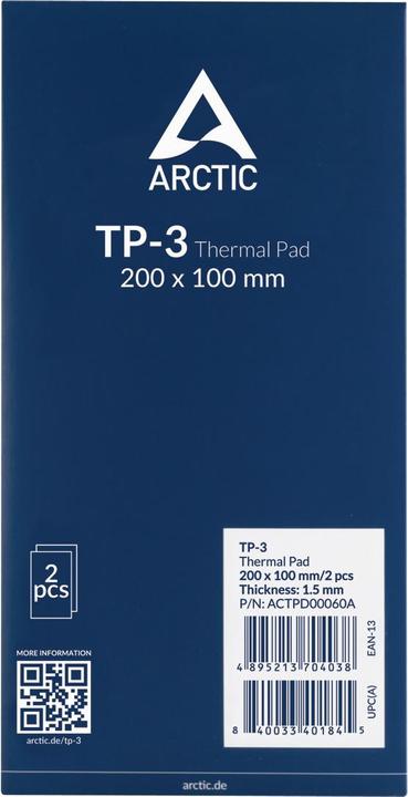 Produktbild Arctic TP-3 (200x100mm, t:1.5mm) Pack of 2pcs (1.50 mm, 6 W/m K)