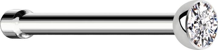 Star Piercing Nasenstecker gerade silber mit Kristall silber (Chirurgenstahl 316L, ohne Messing)