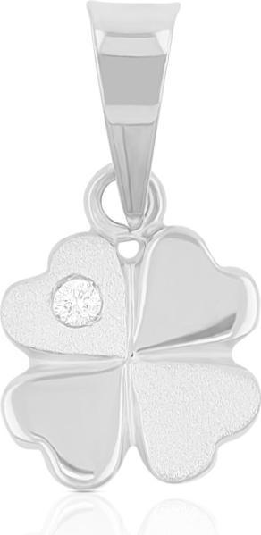 Immagine prodotto Muau Ciondolo con diamante a quadrifoglio in oro bianco 750 brillante H VS 0,01,00ct. 15x8mm (Bianco)