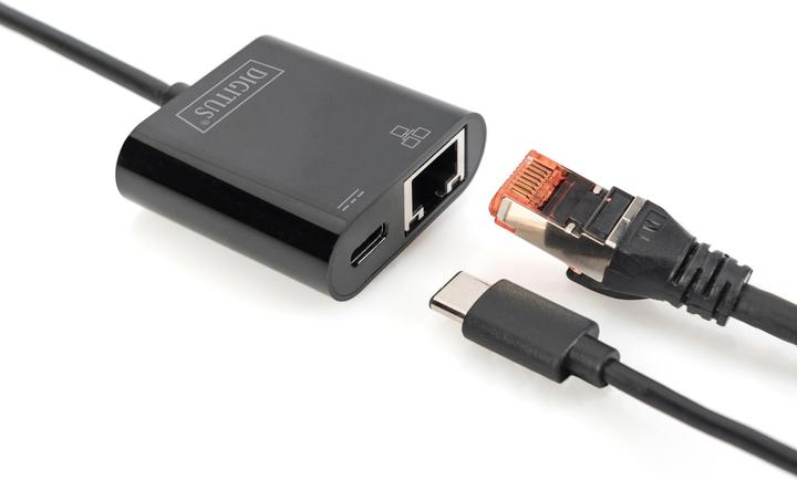 Image du produit Digitus USB Type-C™ Adaptateur Gigabit Ethernet avec support d'alimentation (USB-C, RJ45 (1x))