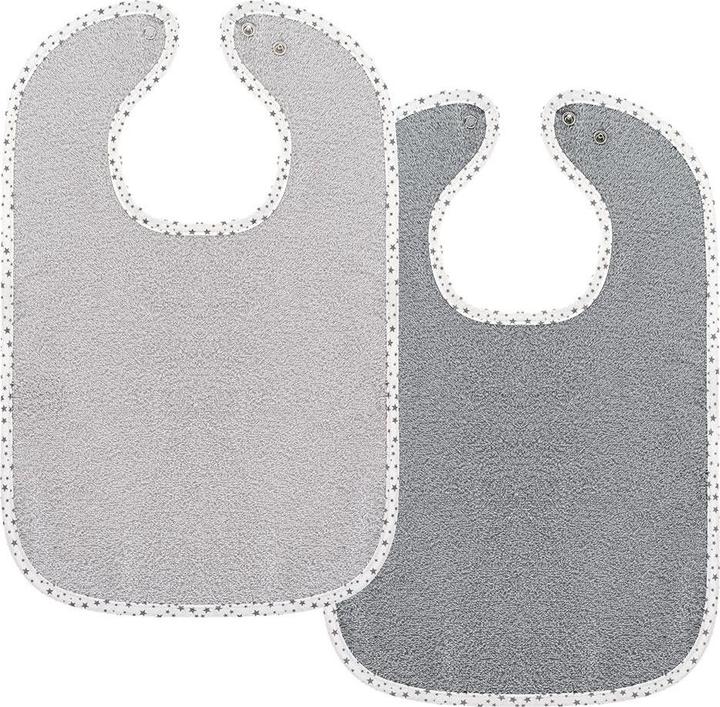 Bib set of 2 giant bibs with press studs - Grey Light grey