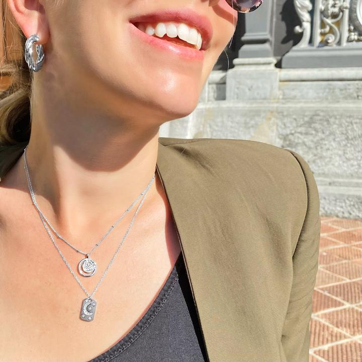 Immagine prodotto Candy Collana Luna e Stelle, Argento 925 (Argento 925, 42 - 45 cm)
