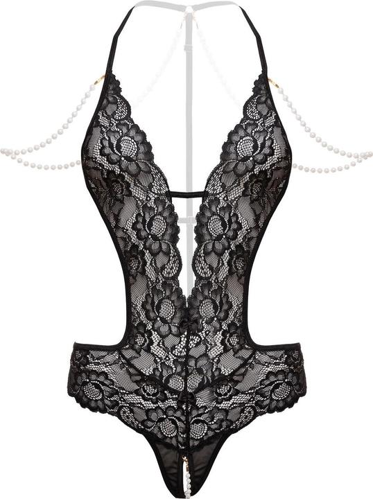Produktbild Christine Le Duc Spitzen Body ouvert mit Perlen Mea Schwarz (S/M)