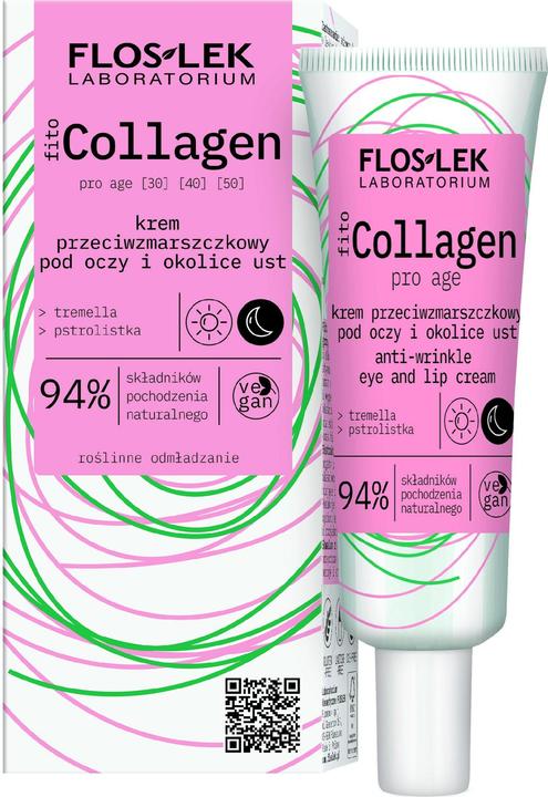 Floslek Fito Collagen Anti-Wrinkle Eye And Lip Cream Anti-Wrinkle Cream Under The Eyes And Lip Area (30 ml, Tag + Nacht)