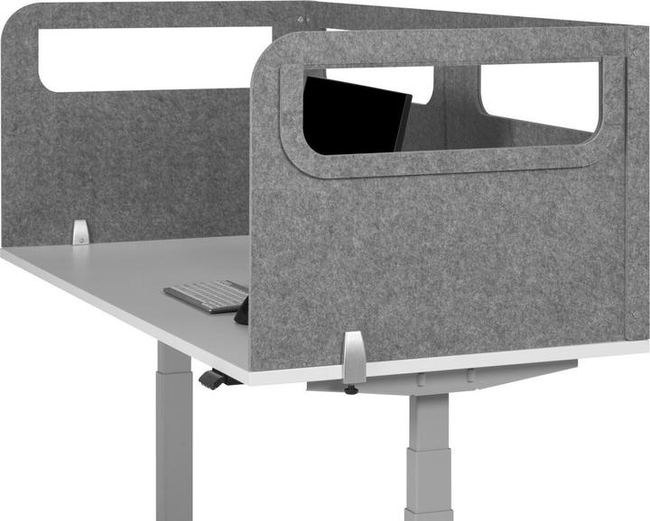 Image du produit Bakker Elkhuizen Cloison de bureau en U avec fenêtre acrylique gris 60cm de profondeur (160 x 60 x 60 cm)