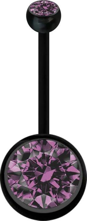 Actual product image Star Piercing Banane Schwangerschaft schwarz mit zwei Kugeln Kristall gross hellviolett (without brass, Bioflex)