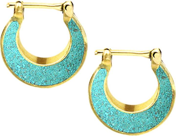 Star Piercing Ohrring vergoldet Basic mit Türkis Stein (Mineralisch, Messing)