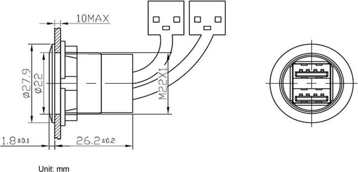 Actual product image Tru Components USB double socket 2.0