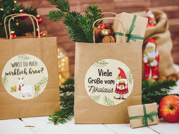 Produktbild Papierdrachen Geschenktüten zum Nikolaus – Wichtel (Geschenktüte, 6 x)