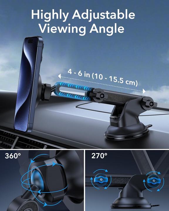 Actual product image ESR Halolock Magnetic Magsafe Dashboard Adjustable Car Mount Black