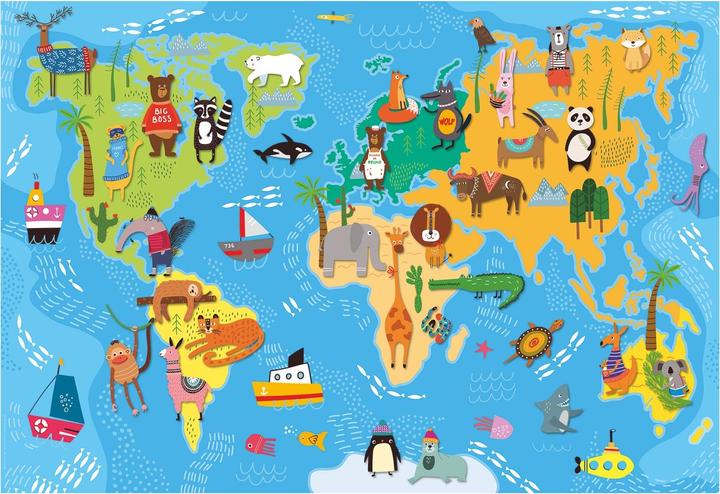 Immagine prodotto Ludattica Puzzle gigante - Mappa del mondo degli animali (48 pezzi) (48 pezzi)