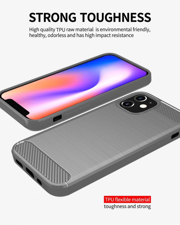 Produktbild Cadorabo TPU Ultra Slim carbon edelstahl Kombi Cover (Apple iPhone 12 mini)