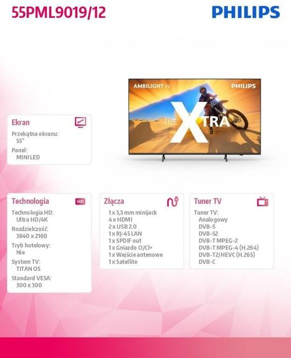 Produktbild Philips Ambilight Xtra 55PML9019 4K Quantum Dot (55", LED, 4K)