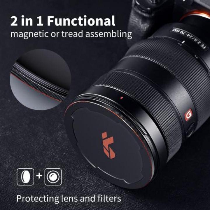 Image du produit K&F Concept Capuchon métallique 67mm, noir, alliage d'aluminium, fonction Doulbe (67 mm)