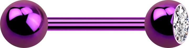Star Piercing Barbell violett mit Kugel und Kugel Kristall silber (Titan G23, ohne Messing)