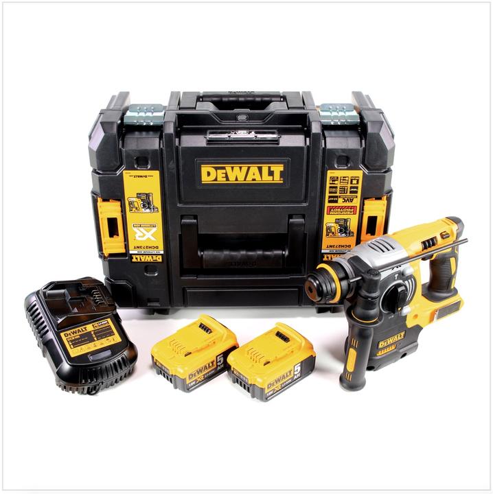 Produktbild DeWalt SDS-PLUS BOHRHAMMER 18V 2,1J 2 x 5,0Ah XR LI-ION KURZHAMMER TSTAK DCH273P2T (Akkubetrieb)