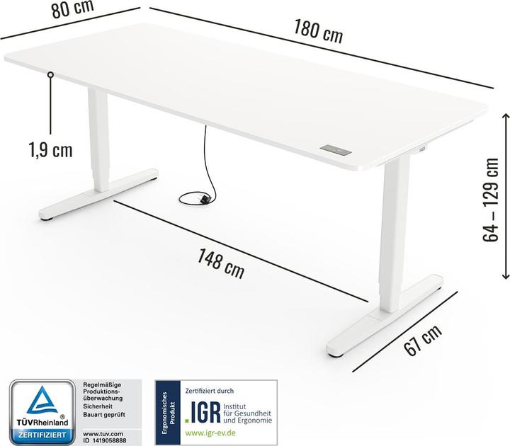 Produktbild Yaasa Desk Pro (180 x 80 cm)