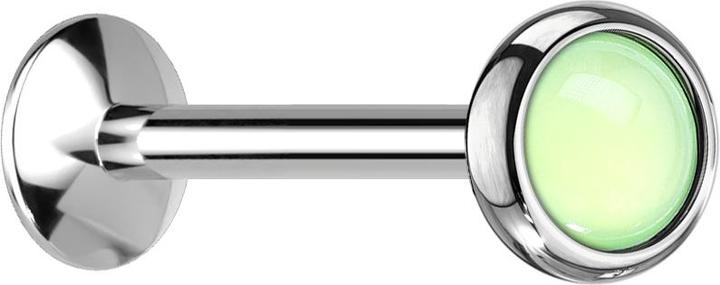 Star Piercing Micro UFO Labret Innengewinde silber mit Epoxidstein grün (ohne Messing, Chirurgenstahl 316L)