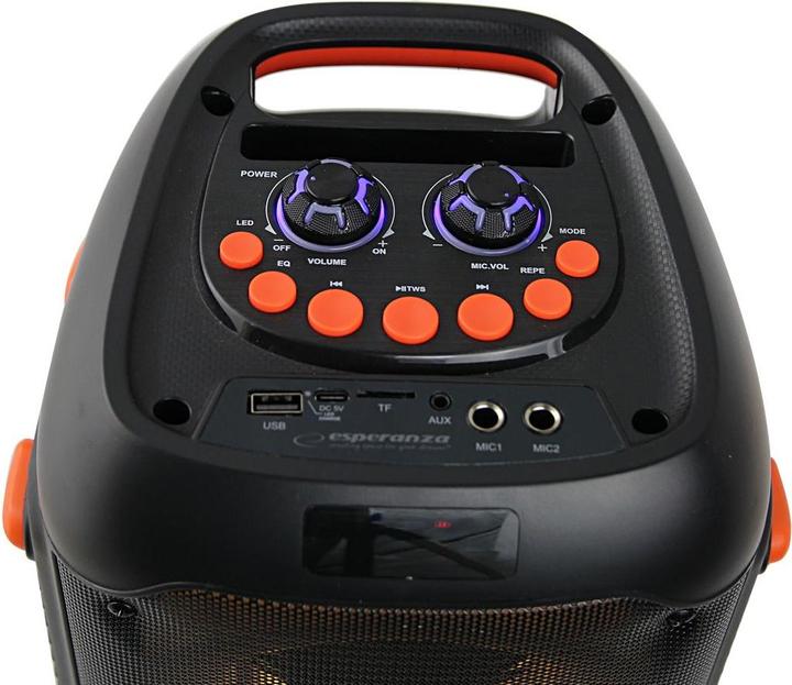 Produktbild Esperanza EP156 BT FM LED RGB KARAOKE Lautsprecher schwarz 20W (5 h, Batteriebetrieb)