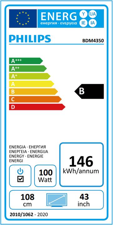 Energie-Label Philips Briliance BDM4350UC (3840 x 2160 Pixel, 43")