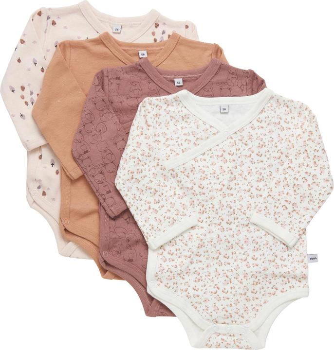 Pippi Wickel-Langarm-Body 4er-Set Burlwood Gr. 56 (56)