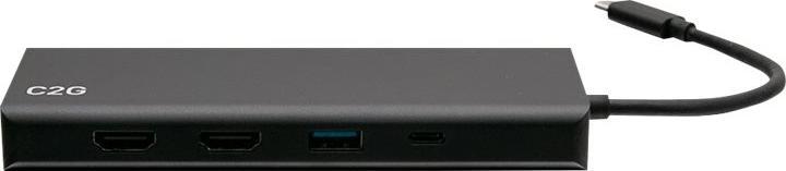 Produktbild C2G USB-C 9-in-1 Dual Display Docking Station with HDMI, Ethernet, USB, 3.5mm Audio and Power Del... (USB-C, 7 Ports)