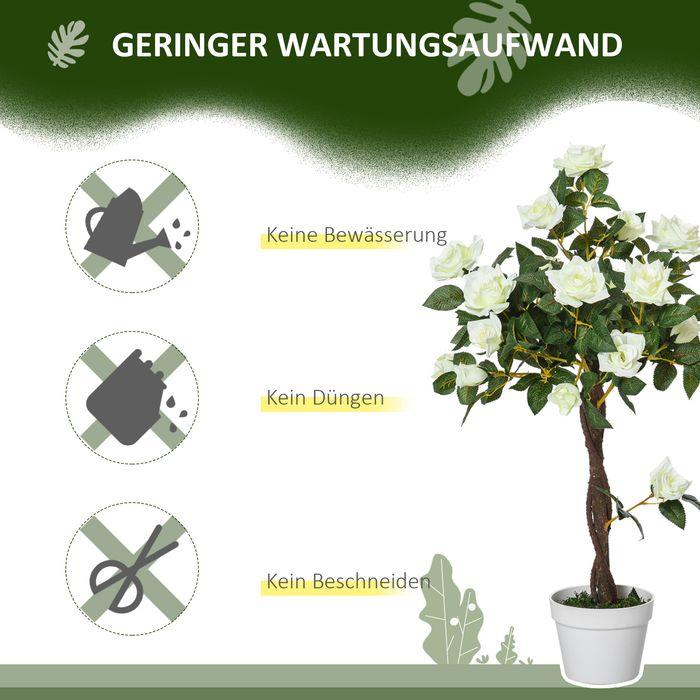 Produktbild Swisshandel24 Künstliche Rosenpflanzen gross 90 cm Kunstpflanze Rosenbaum für Wohnzimmer (90 cm)