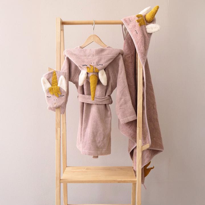 Produktbild Kikadu Bademantel Einhorn pale rose Gr. 1-2 (GOTS)