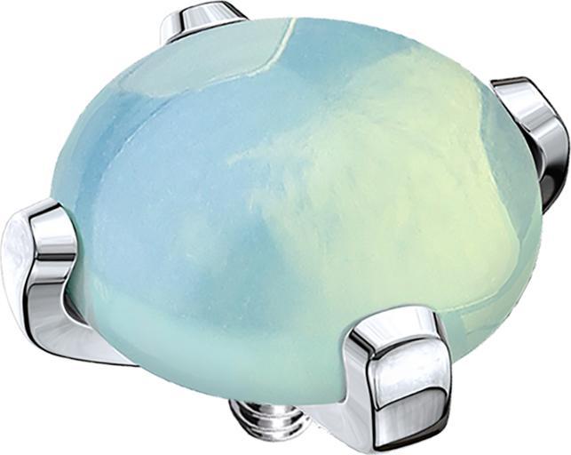 Star Piercing Dermal Anchor Kuppel mit Jade Stein (ohne Messing, Chirurgenstahl 316L, Mineralisch)