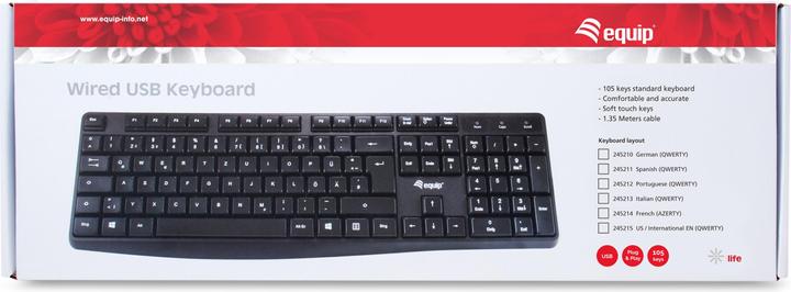 Produktbild equip Kabelgebundene USB Keyboard schwarz,US Layout (US, Kabelgebunden)