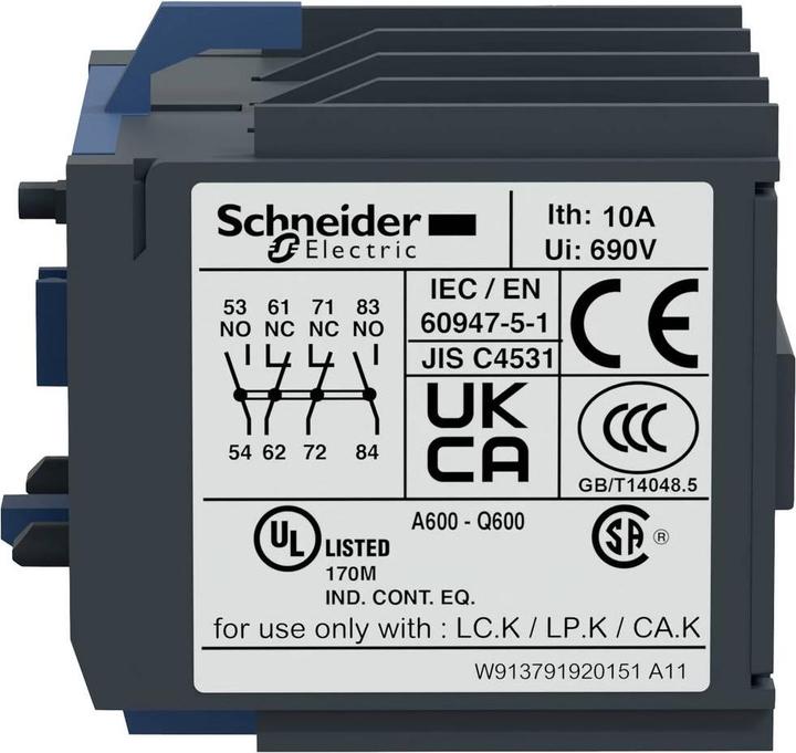 Image du produit Schneider Electric Contact auxiliaire Module 3xNO 1xNC