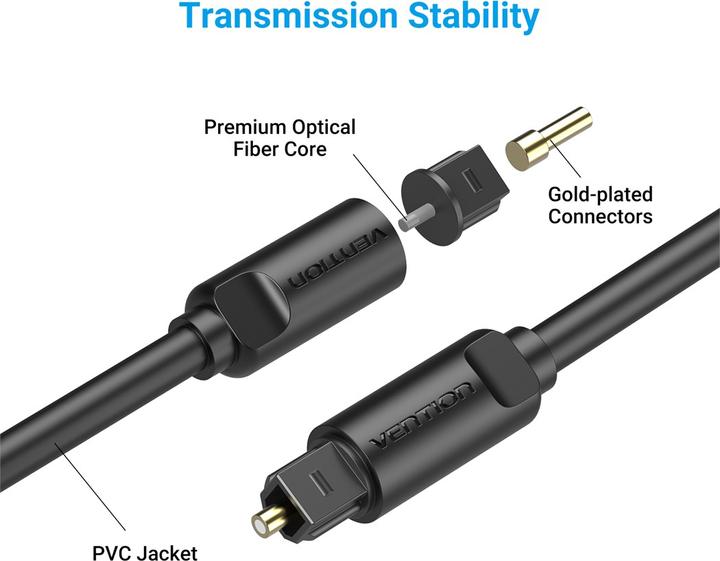 Produktbild Vention Glasfaser-Audiokabel Toslink, ST-ST, schwarz - 2m (2 m, Optisch)