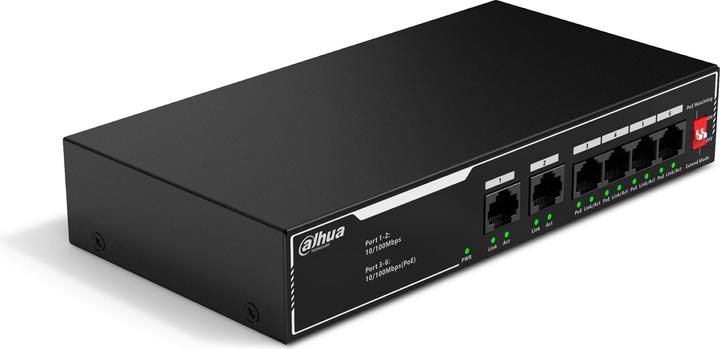 Actual product image Dahua Switch It Dh-Sf1006lp 6-Port Unmanaged Desktop Switch With 4-Port Poe (6 ports)
