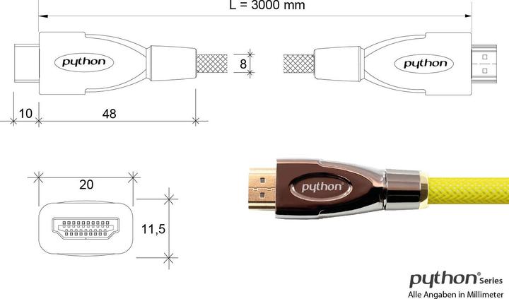 Productafbeelding Python HDMI – HDMI (3 m, HDMI)