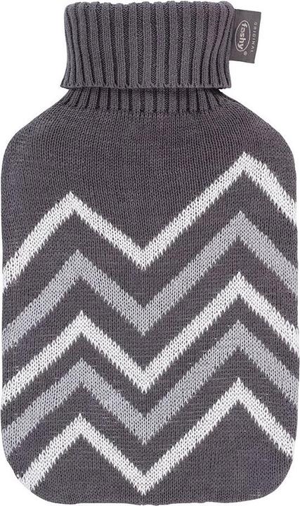 Fashy Wärmflasche Strickbezug Baumwolle Zickzack grau (2 l)