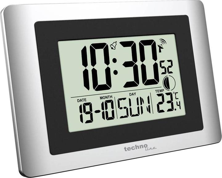Actual product image Technoline Techno Line WS8028 radio-controlled clock 220 mm x 56 mm x 150 mm x 56 mm silver