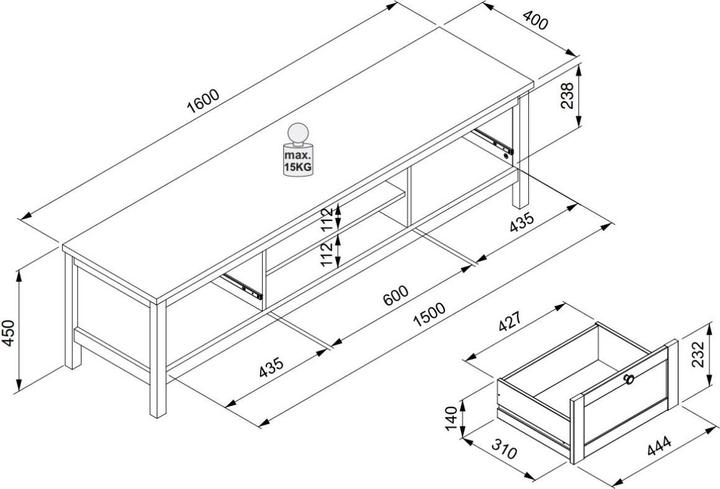 Produktbild Finori Emmerich (160 x 40 x 45 cm)