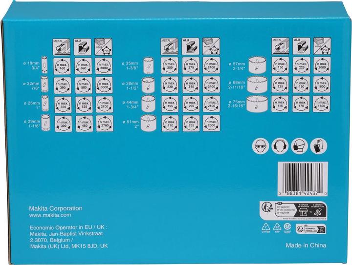 Produktbild Makita D-47298 (19 mm, 51 mm, 44 mm, 22 mm, 68 mm, 35 mm, 57 mm, 38 mm, 75 mm, 29 mm, 25 mm)