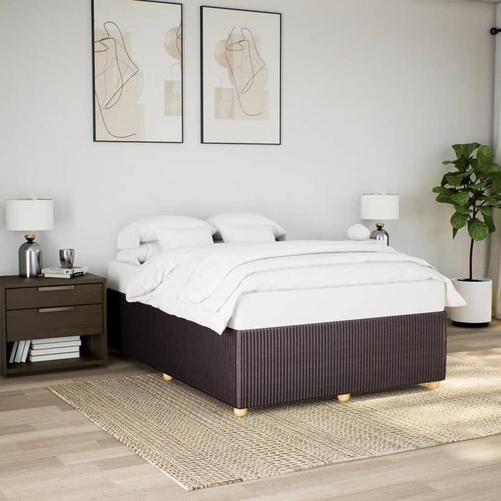 Produktbild VidaXL Bettgestell Polsterbett Bett Doppelbett Dunkelbraun 160x200cm Stoff (160 x 200 cm)