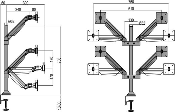 Immagine prodotto Multibrackets MB Braccio di sollevamento a gas HD (Tavolo, 32")