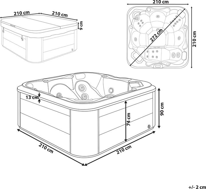Actual product image Beliani Whirlpool Outdoor white with LED square 210 x 210 cm TULAROSA