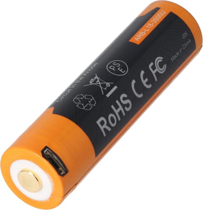 Actual product image Fenix Akku 18650 geschützt mit USB Ladefunktion, mit AccuSafe