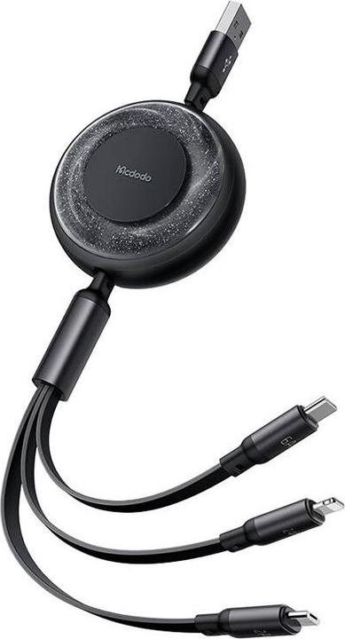 Actual product image Mcdodo 3-in-1 USB-C to USB-C / Lightning / Micro USB cable, CA-3730, 1.2m (black) (1.20 m, 60 W)