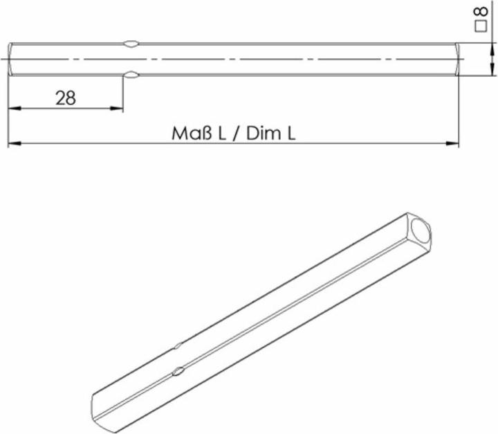 Produktbild Ogro Drückerstift 114 PB Vierkant 8 x 97 mm Stahl
