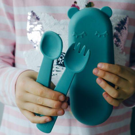 Actual product image We Might Be Tiny Feedie Cutlery Set with Case Powder Pink