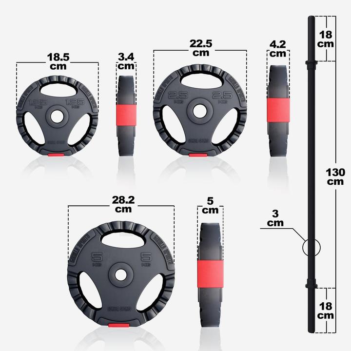 Actual product image Gorilla Sports Aerobic dumbbell set (2 x 1.25 kg, 2 x 2.5 kg, 2 x 5 kg)
