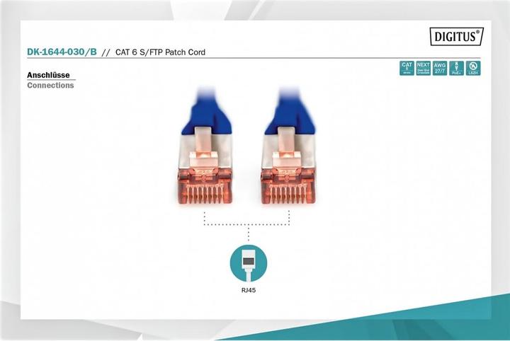 Produktbild Digitus Netzwerkkabel (S/FTP, CAT6, 3 m)